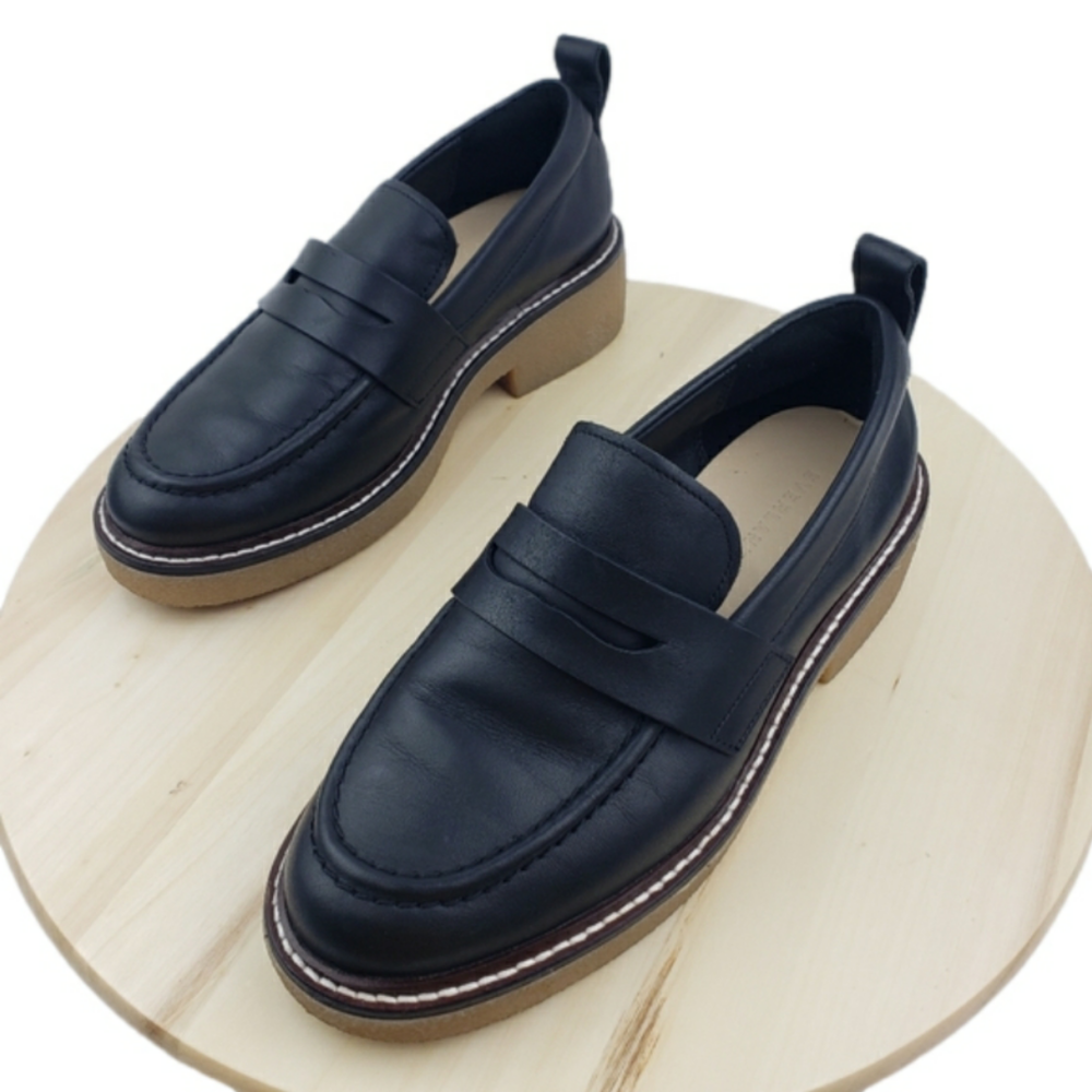 EVERLANE The Gum Sole Penny Loafer Black Platform 90s Shoes Size 7.5